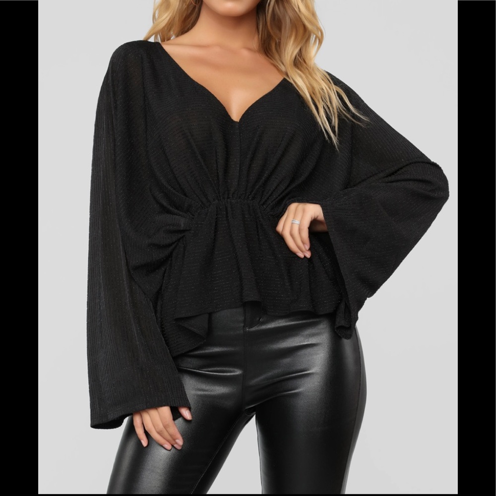 Hello Darling Long Sleeve Top- Black